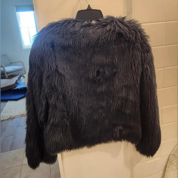 Zara Basic Faux Fur Jacket in Navy - Picture 4 of 4